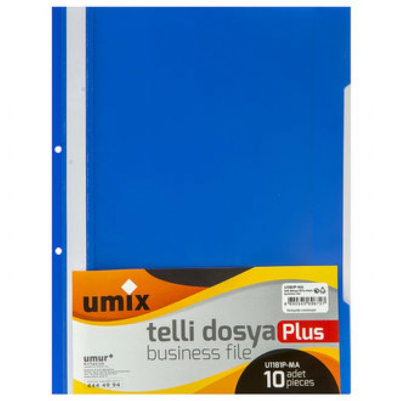 Umix Plastik Telli Dosya Mavi 50'li Pkt.